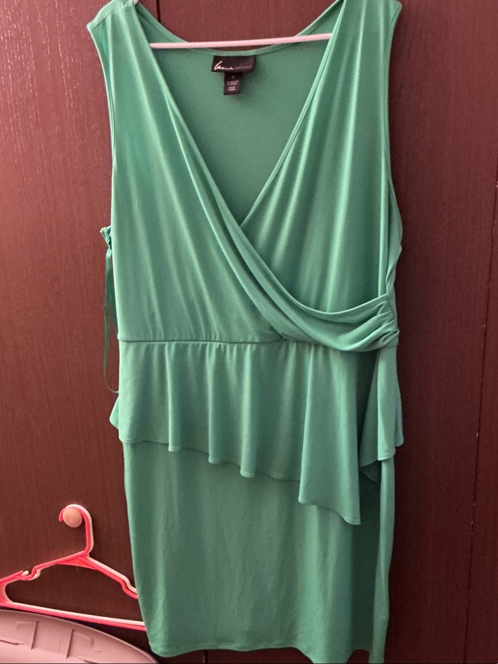 Lane Bryant Mint Green Sleeveless Faux-Wrap Asymmetrical Peplum Dress